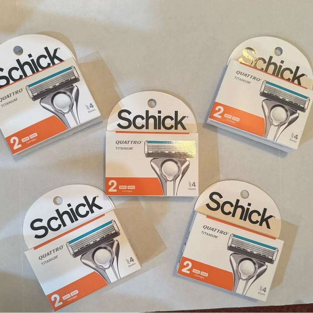 5 Schick Quattro For Men Titanium Refill Razor Blades 2ct